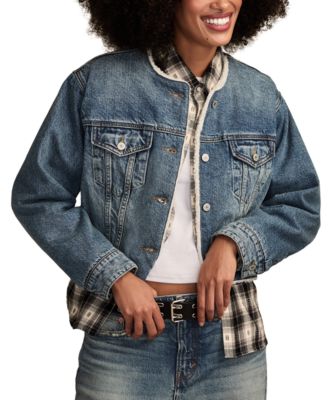 Lucky Brand - Women's Collarless Cropped Trucker Jacket