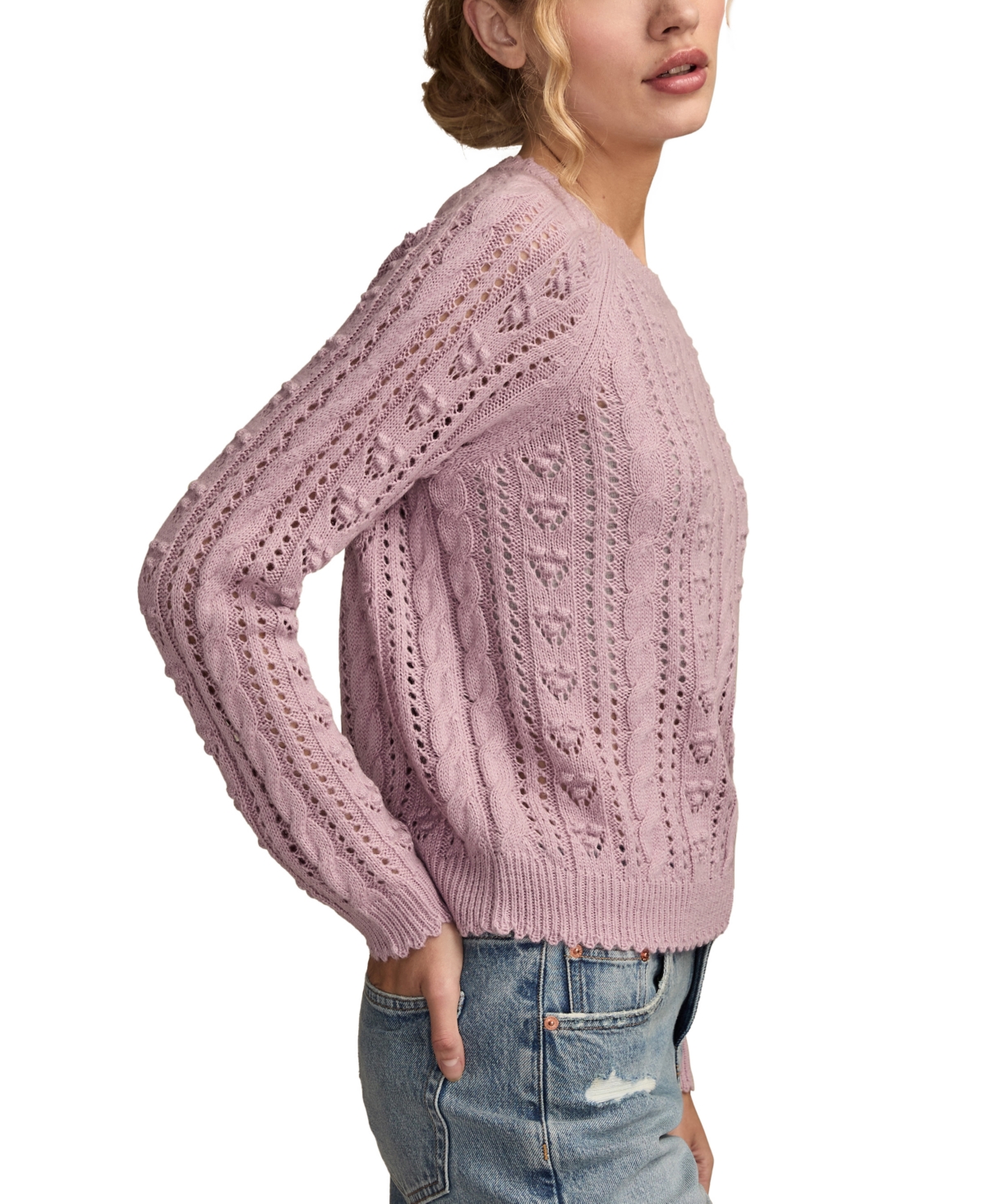 Lucky Brand Women's Pointelle Crewneck Sweater