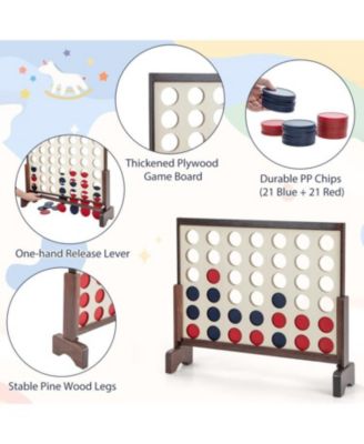 Giant 4-in-a-row Game Set Wooden Jumbo 4-to-Score Game with Carrying Bag