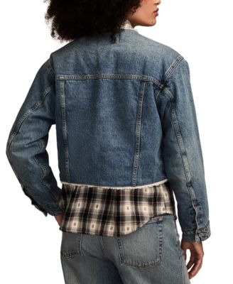 Women's Collarless Cropped Trucker Jacket