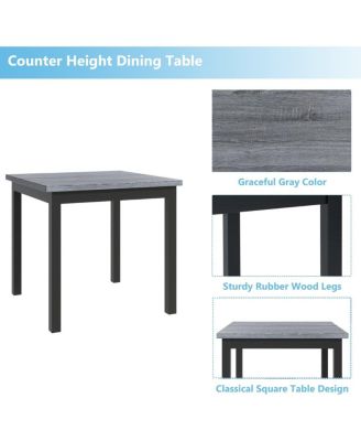 5-Piece Counter Height Dining Set with Upholstered Chairs, 35.4" Square Pub Table and 4 High-Back Stools for Kitchen or Dining Room