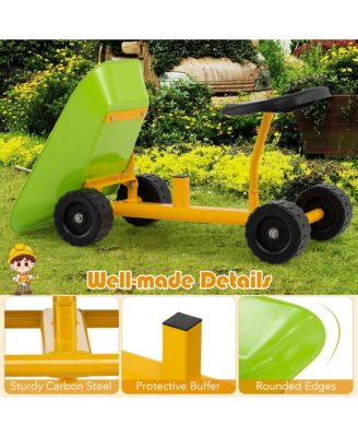 Kids Ride-On Sand Dumper Outdoor Sandbox Toy w/ Controllable Shovel & 4 Wheels