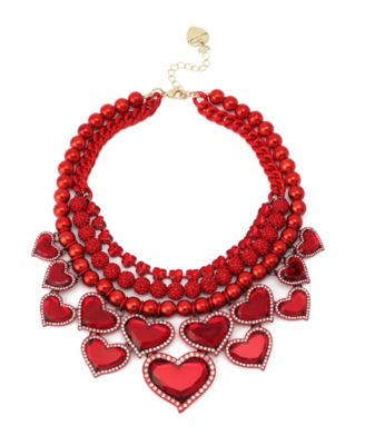 Faux Stone Love Spell Heart Layered Bib Necklace