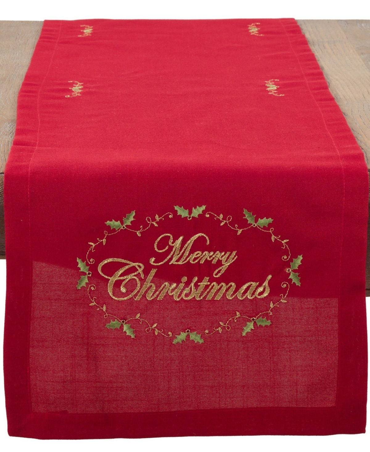 Saro Lifestyle Merry Christmas Embroidered Design Table Runner, 14" X 54" In Red