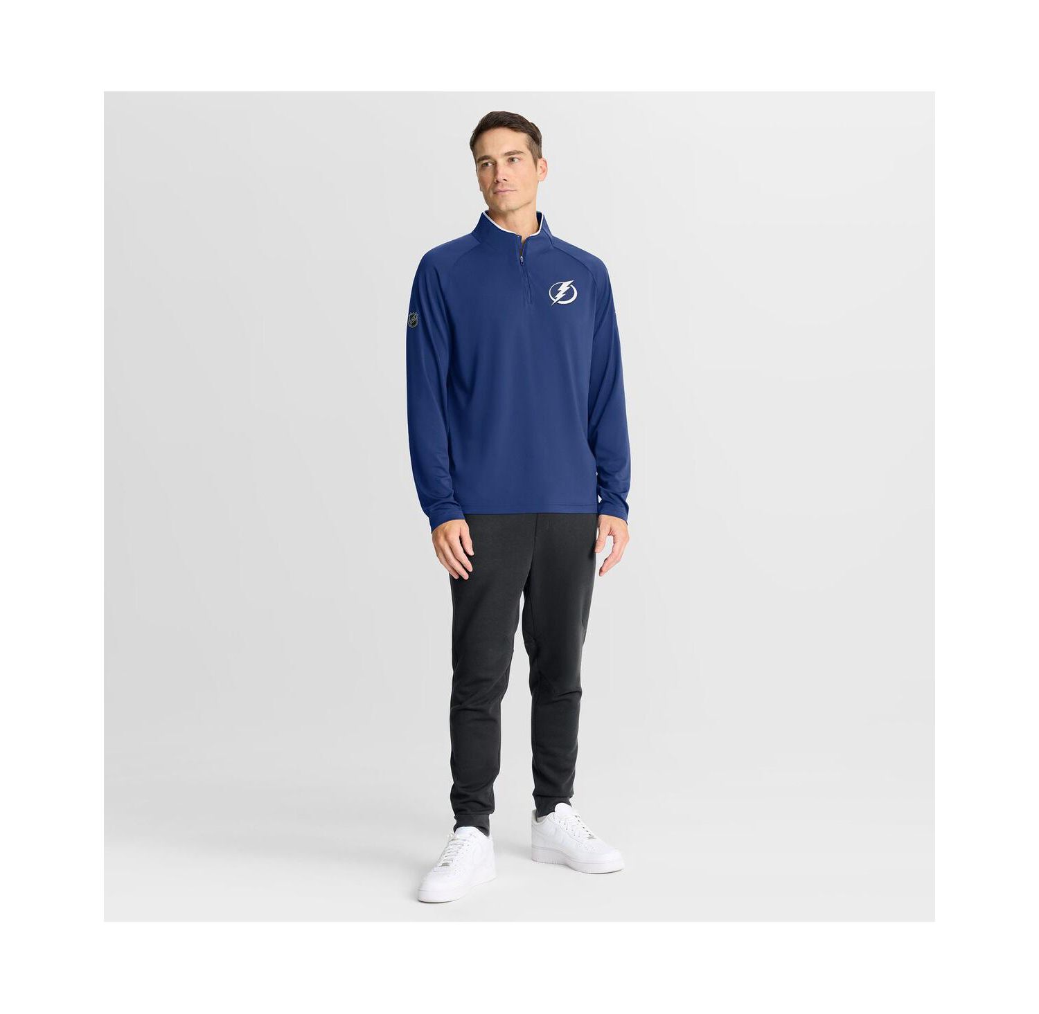Men's Blue Tampa Bay Lightning Authentic Pro Rink Training Quarter-Zip Pullover Hoodie