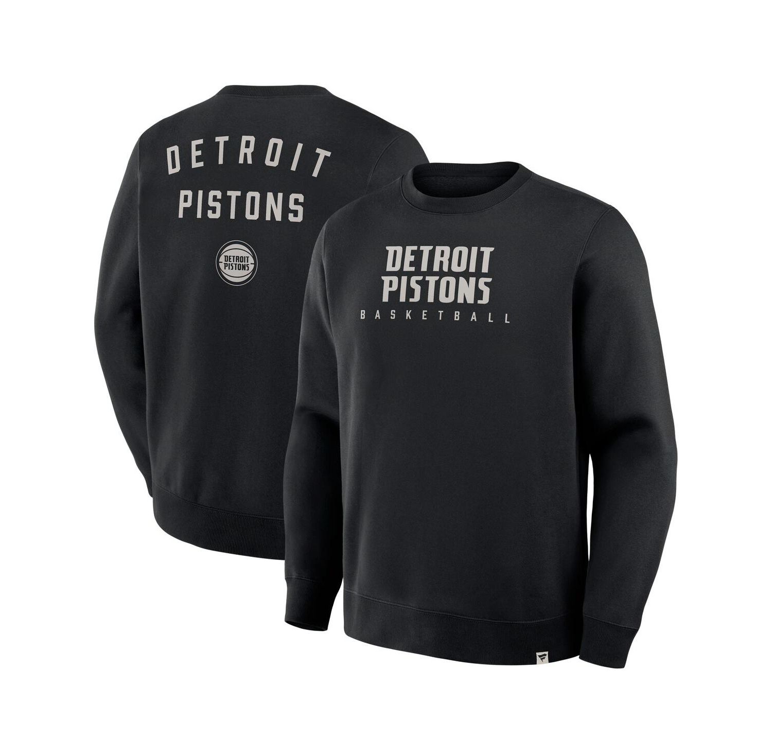 Men's Black Detroit Pistons Crossover Collection Defensive Rotation Drill Premium Pullover Sweatshirt