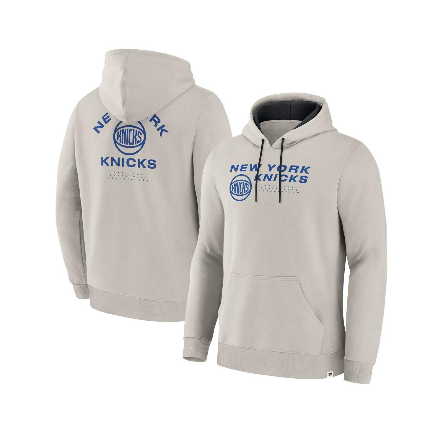 Men's Cream New York Knicks Crossover Collection Blocked Shot Premium Pullover Hoodie