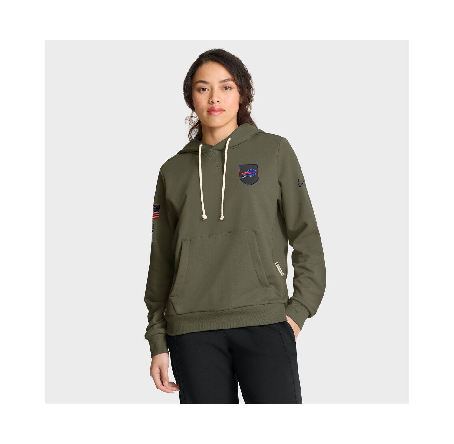 Women's Olive Buffalo Bills 2025 Salute to Service Sideline Standard Issue Dri-FIT Hoodie