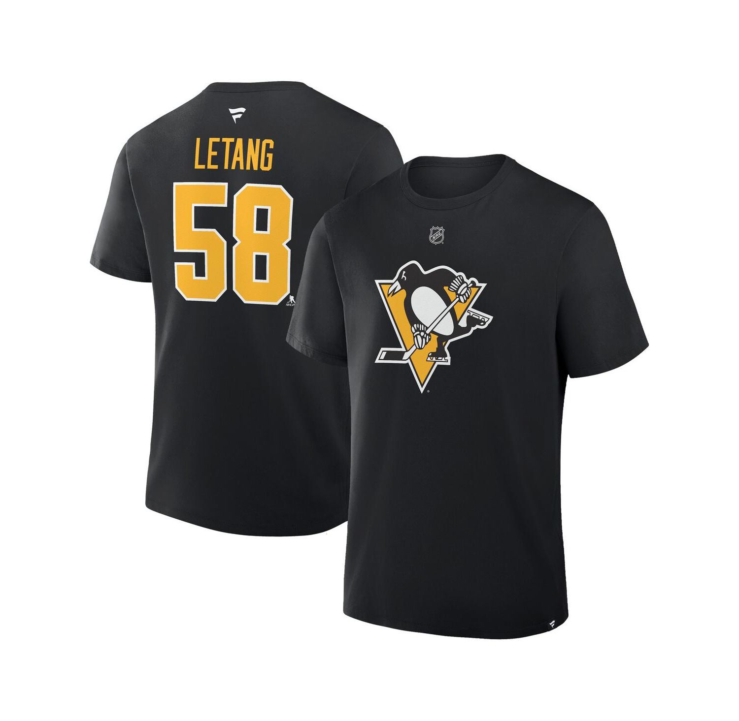 Men's Kris Letang Black Pittsburgh Penguins Authentic Stack Name & Number T-Shirt