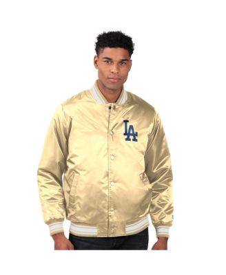 Men's Tan Los Angeles Dodgers Locker Room Satin Full-Snap Varsity Jacket