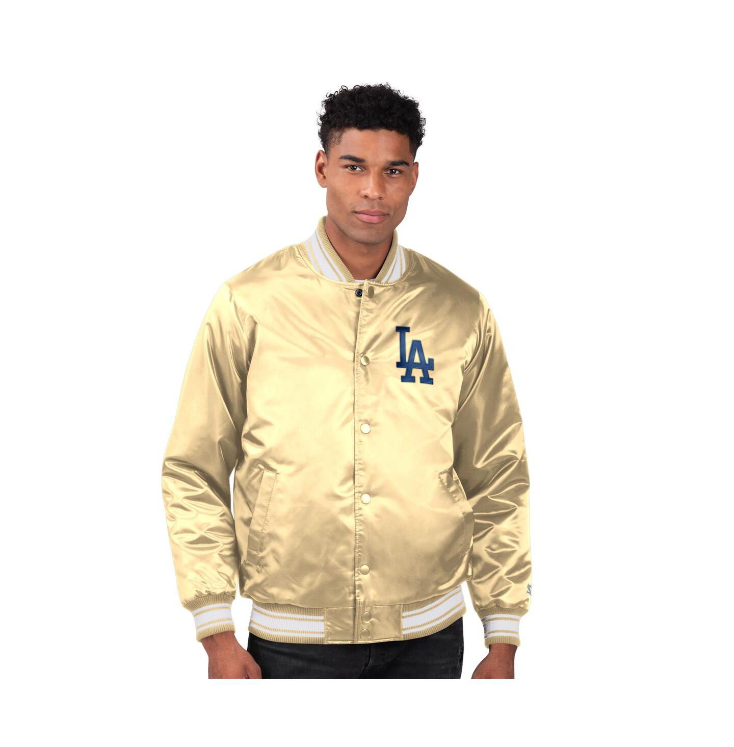 Мужская куртка Starter Tan Los Angeles Dodgers Locker Room Satin Full-Snap Varsity — фото 1