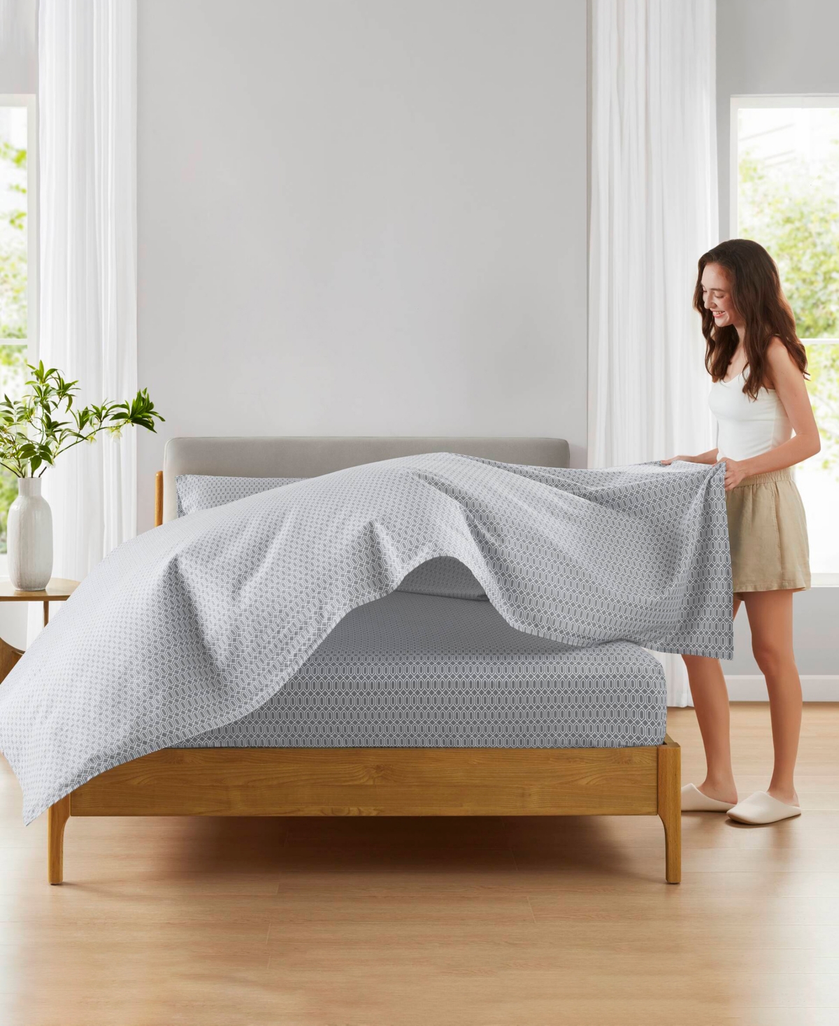 510 Design Super 144-thread Count Cotton 4-pc. Sheet Set, Full In Gray