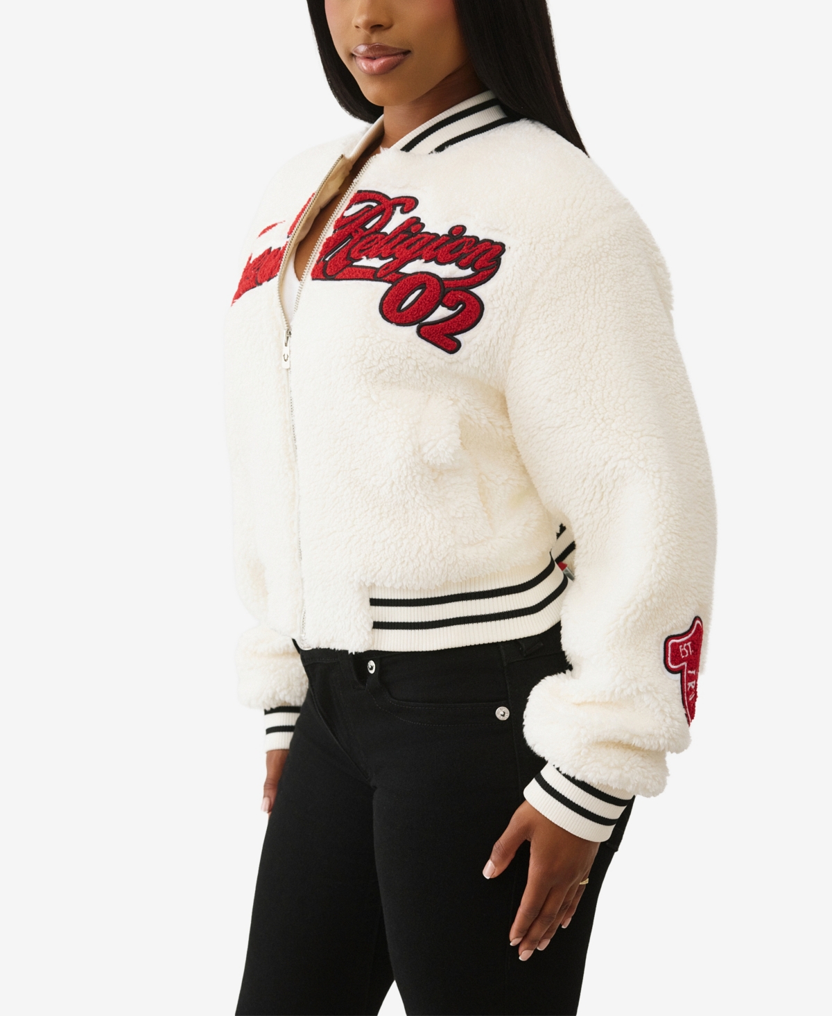 True Religion Women's Varsity Chenille Bomber Jacket