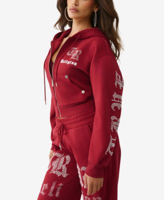 Women's Crystal Cropped Zip Hoodie