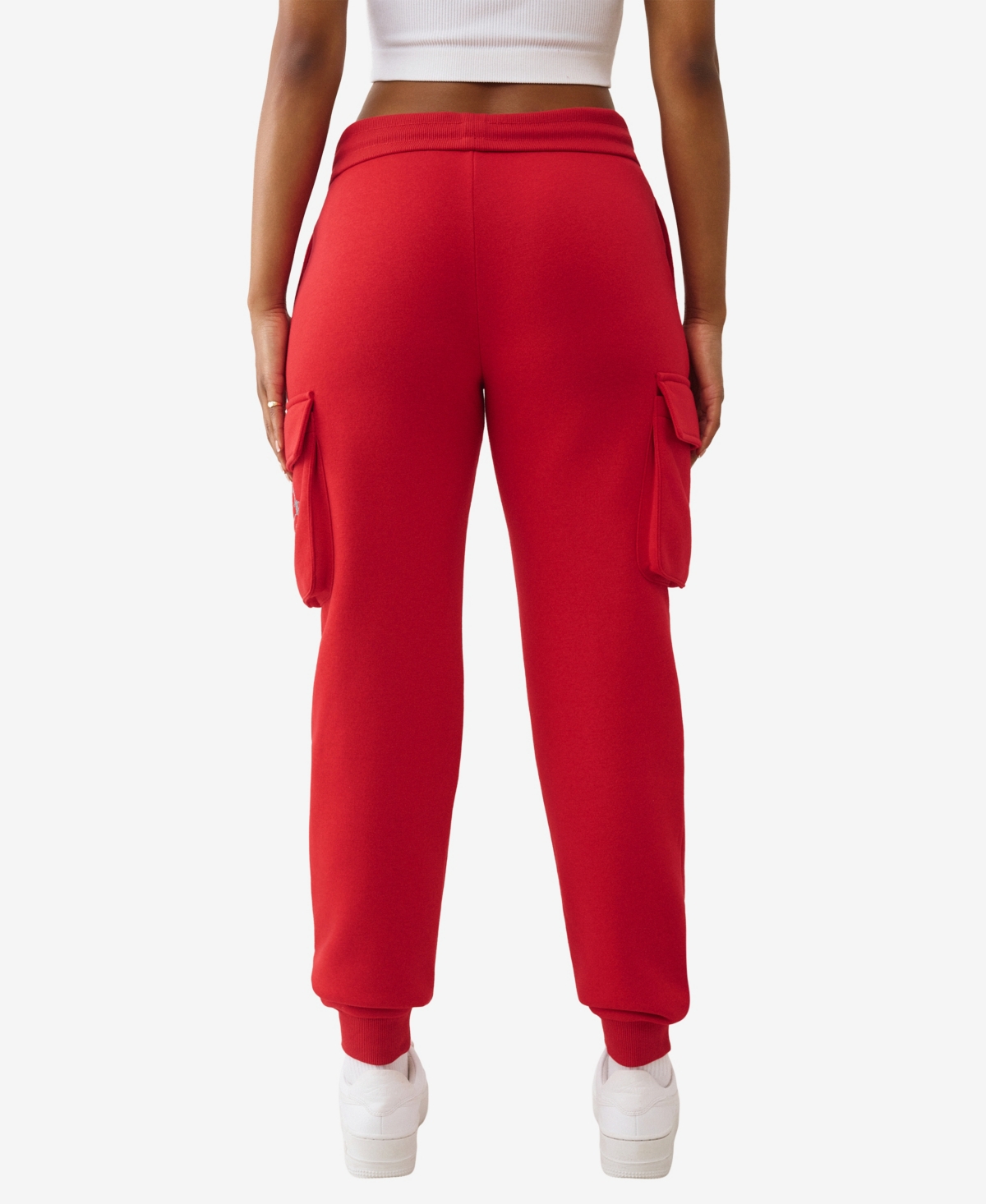 True Religion Women's Buddha Fold Over Cargo Jogger Pants In Red