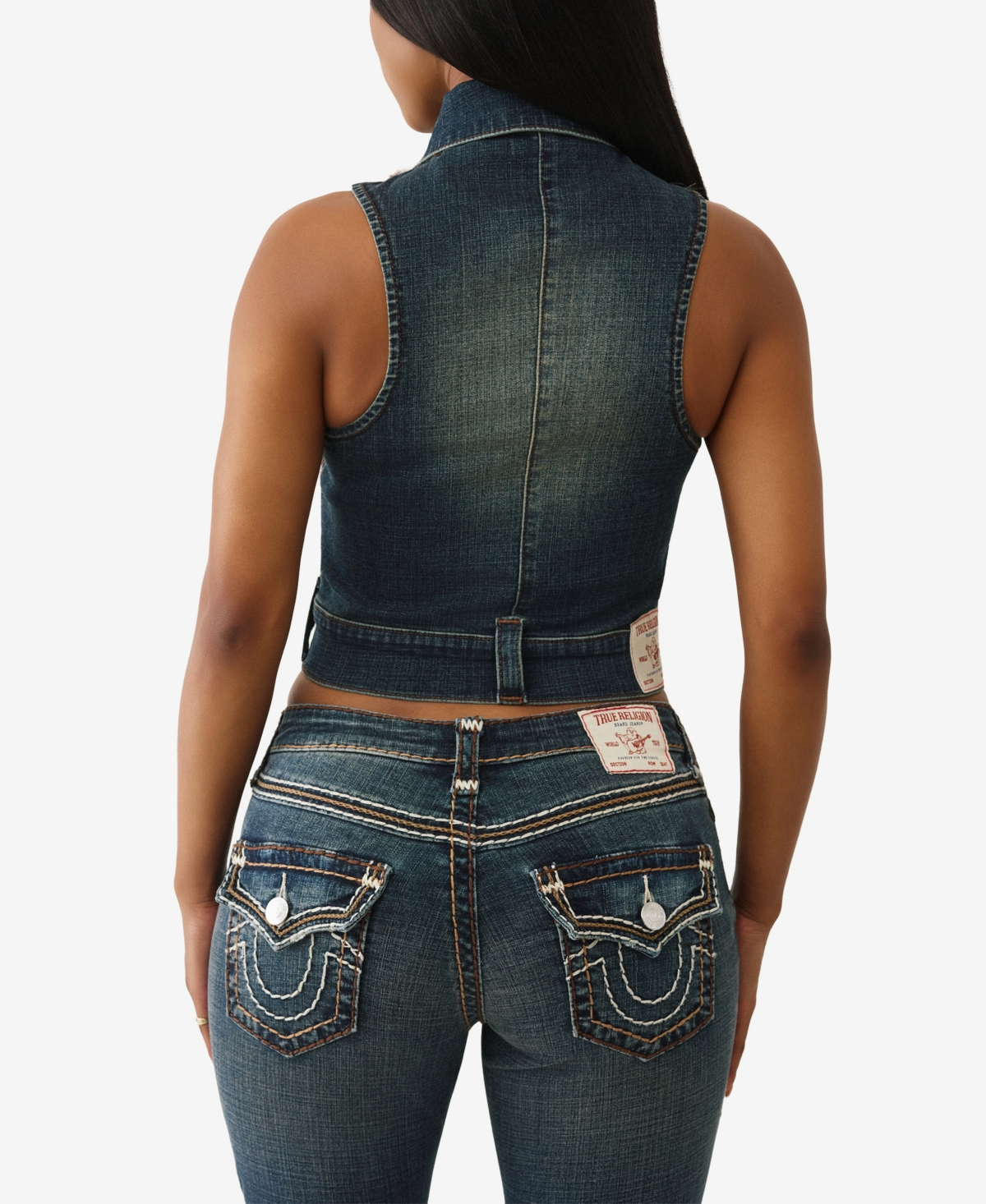 True Religion Women's Fur Denim Vest