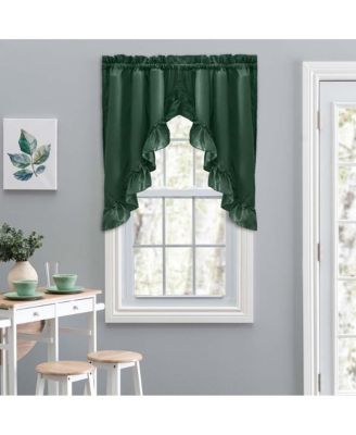 Ellis Stacey 1.5" Rod Pocket High Quality Fabric Solid Color Window Ruffled Swag 60"x38" Harvest