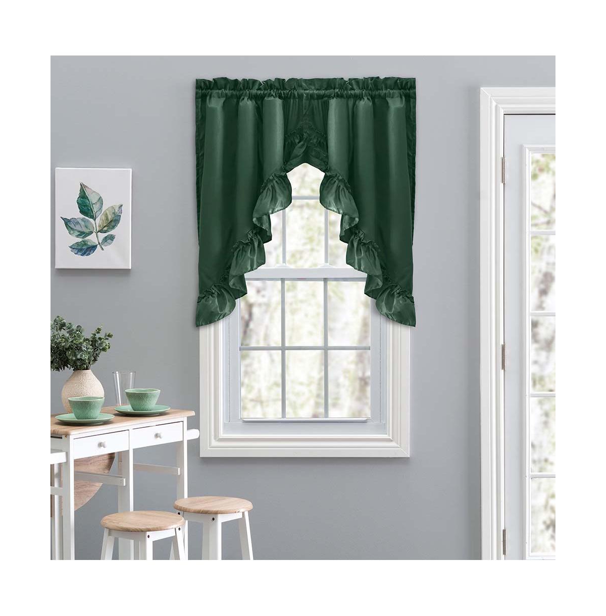 Ellis Curtain Ellis Stacey 1.5" Rod Pocket High Quality Fabric Solid Color Window Ruffled Swag 60"x38" Harvest