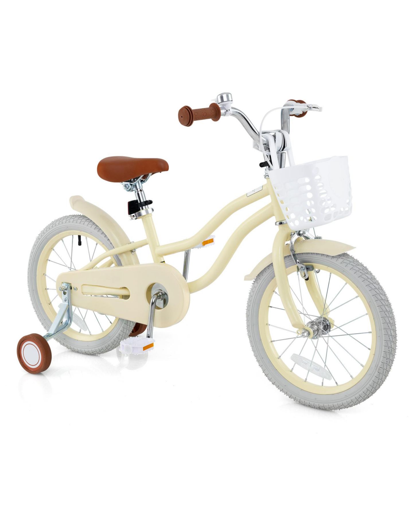 Детская игрушка SUGIFT 18 Inch Adjustable Kids Bike with Training Wheels, Ages 3-8, цвет: Бежевый — фото 1