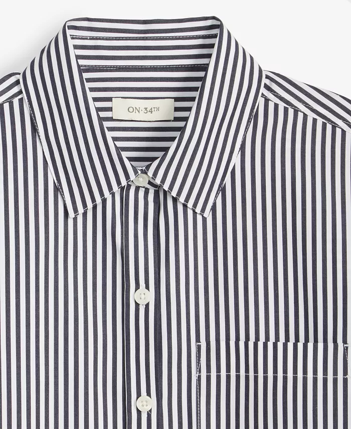 Women's Cotton Poplin Oversized Button Down Shirt - thumbnail 3