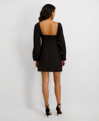 Women's Eyelet Woven Sweetheart Neck Short Dress