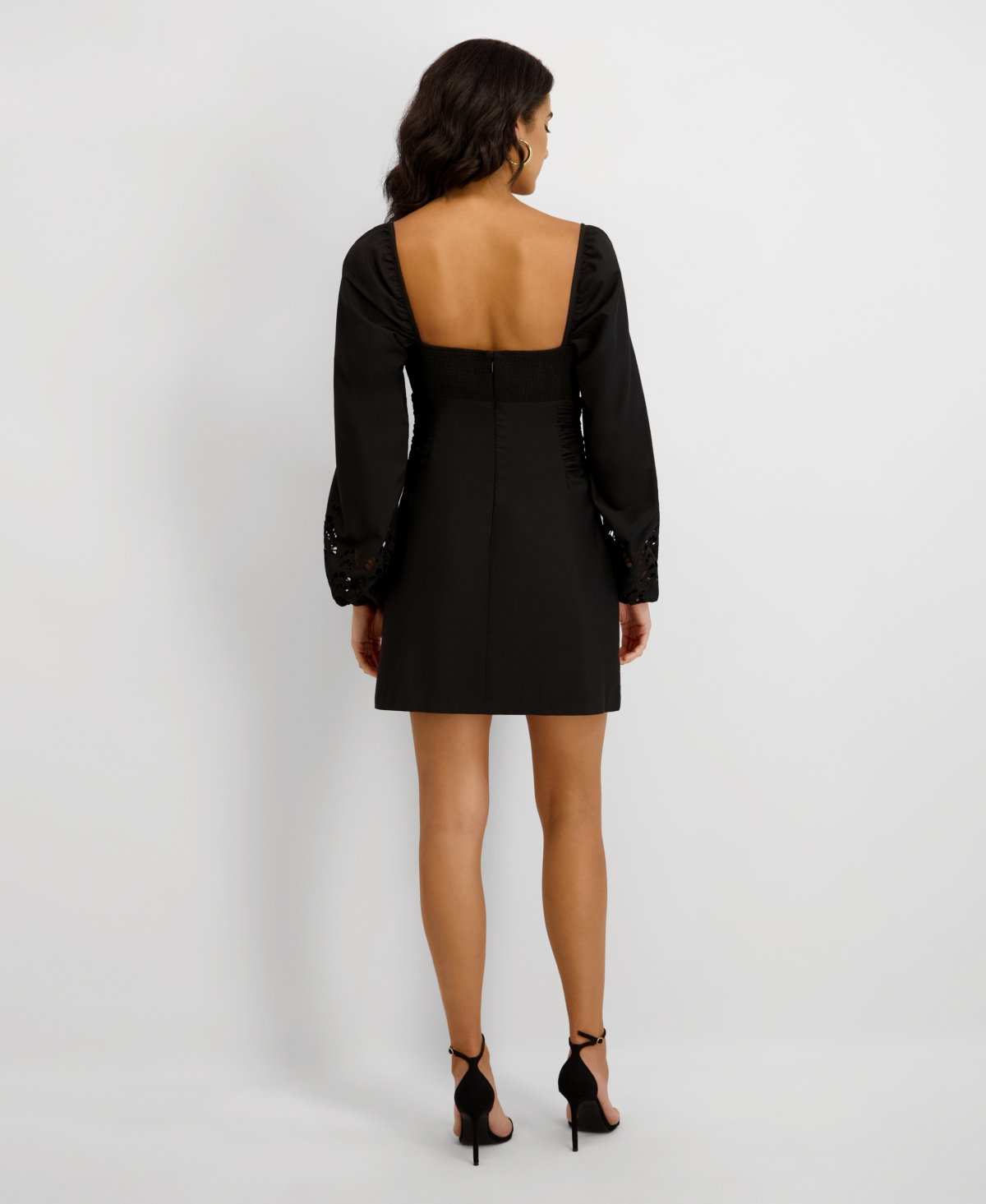 Siena Women's Eyelet Woven Sweetheart Neck Short Dress