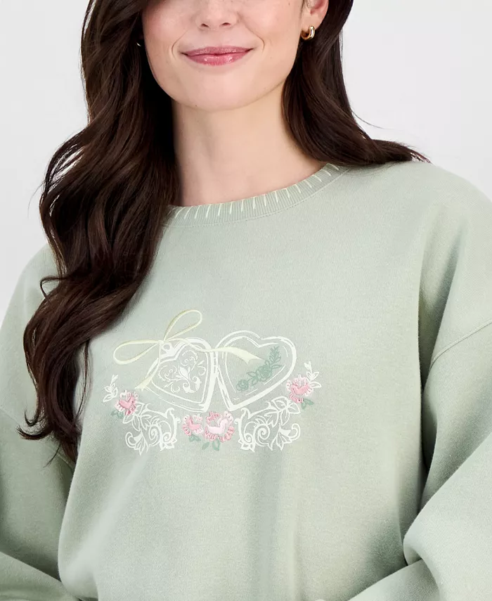 Juniors' Whipstitched Crewneck Sweatshirt - thumbnail 6