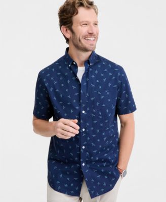 Men's Birds in Sky Poplin Short-Sleeve Shirt