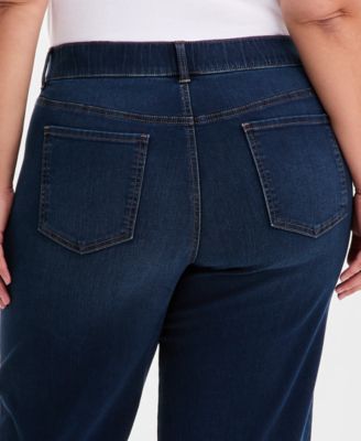 Plus Size Pull-On Shaping High-Rise Wide-Leg Jeans, Macy's Exclusive