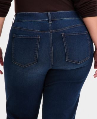 Plus Size Pull-On Shaping High-Rise Straight-Leg Jeans, Macy's Exclusive
