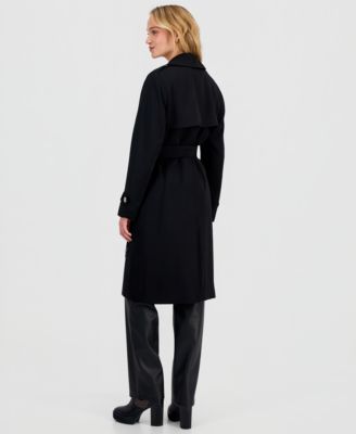 Women's Double-Breasted Belted Crepe Trench Coat