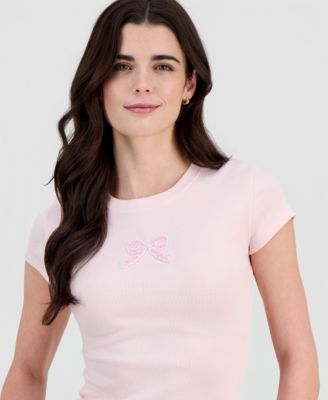 Juniors' Beaded Crewneck T-Shirt 