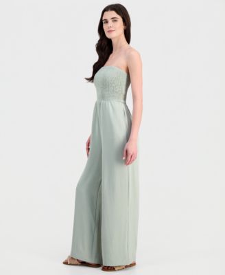 Juniors' Smocked Strapless Jumpsuit