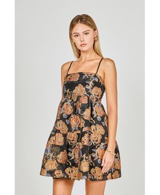 Women's Metallic Jacquard Mini Dress