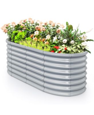 5 x 3 x 2 Ft Metal Oval Raised Garden Bed with Open Bottom Design