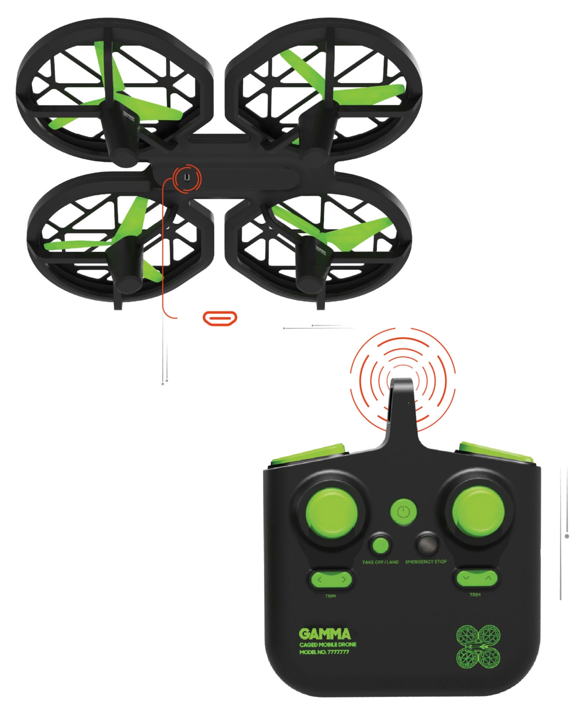 Sharper Image Gamma Rc Caged Drone In Black