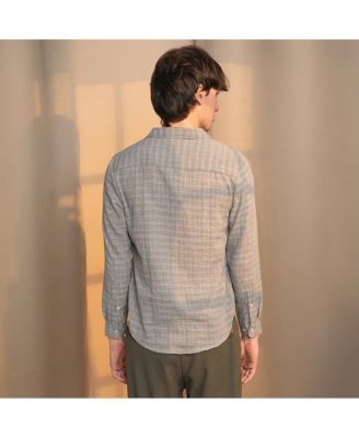 Men's Ash Grey Micro-Tartan Plaid Shirt