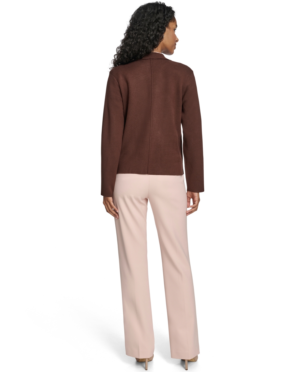 Tommy Hilfiger Women's Double Breasted Peak Lapel Sweater Jacket In Brown