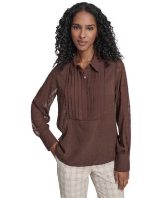 Tommy Hilfiger - Women's Clip Dot Pleated Bib Top