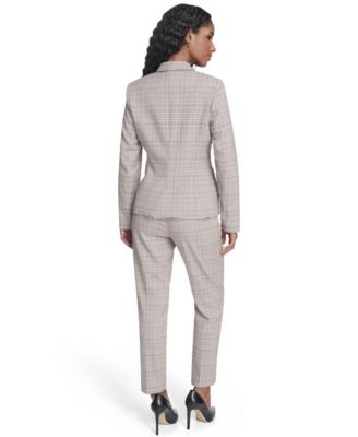 Women's Plaid One Button Blazer Jacket