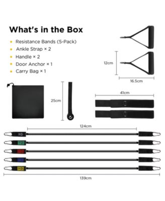 Resistance Exercise Bands Set Up to 150lb with Door Anchor and Handles Black