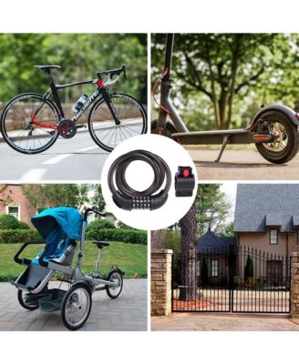 Bike Lock, 5.6 Ft Bicycle Cable, High Security 5 Digit Resettable Combination Coiling Bike Lock, Ultra-Strong Anti Theft Cable with Bracket