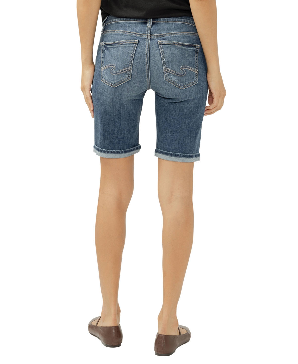 Silver Jeans Co. Women's Suki Mid Rise Curvy Fit Bermuda Shorts