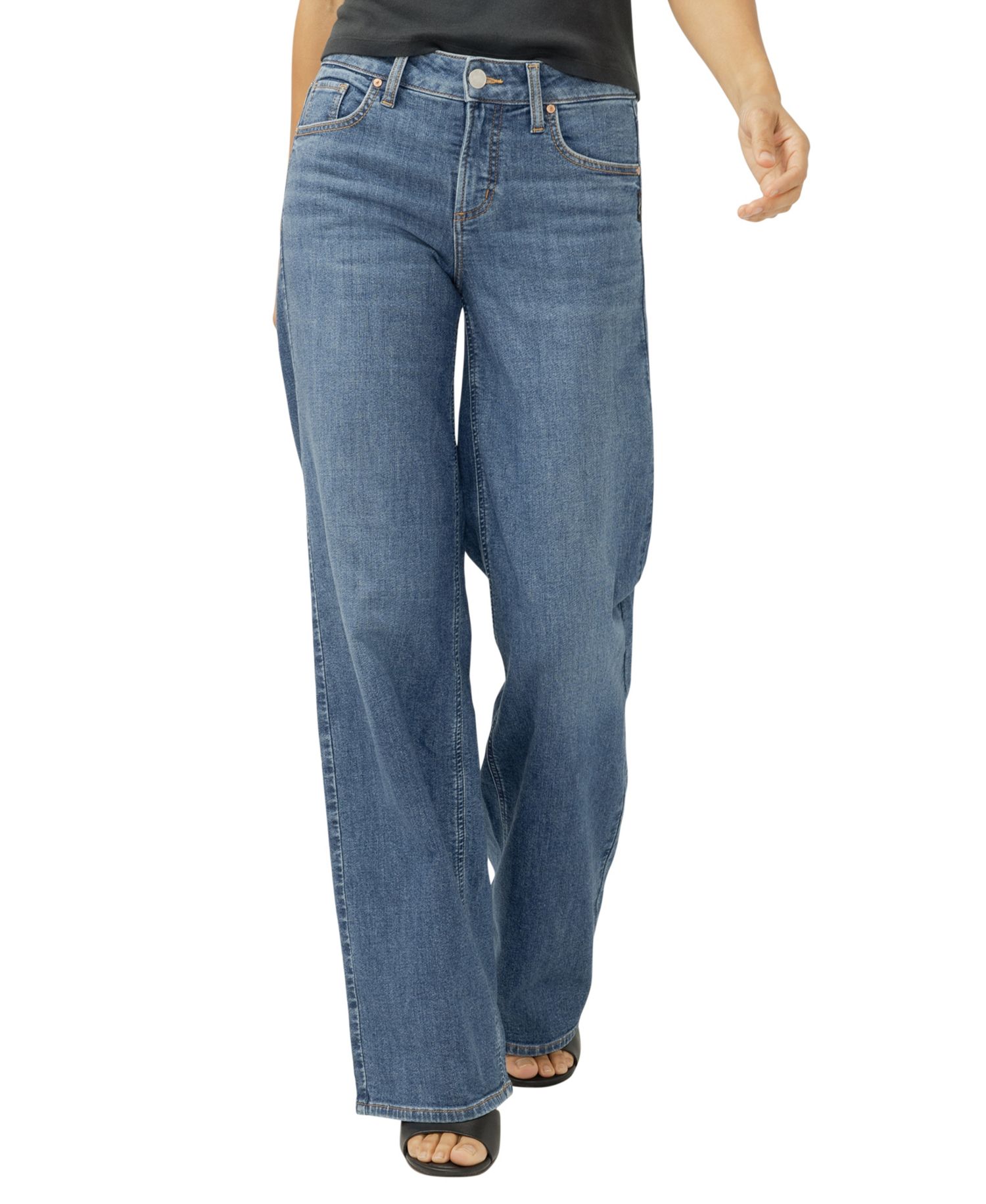 Women's Suki Mid Rise Curvy Fit Wide Leg Jeans