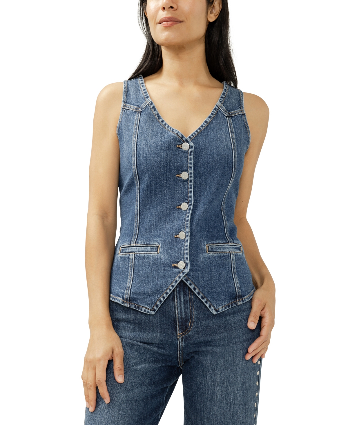 Silver Jeans Co. Women's Long Denim Vest