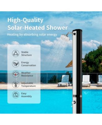 7.2 Feet 9.3 Gallon Solar Heated Shower with Adjustable Head and Foot Tap