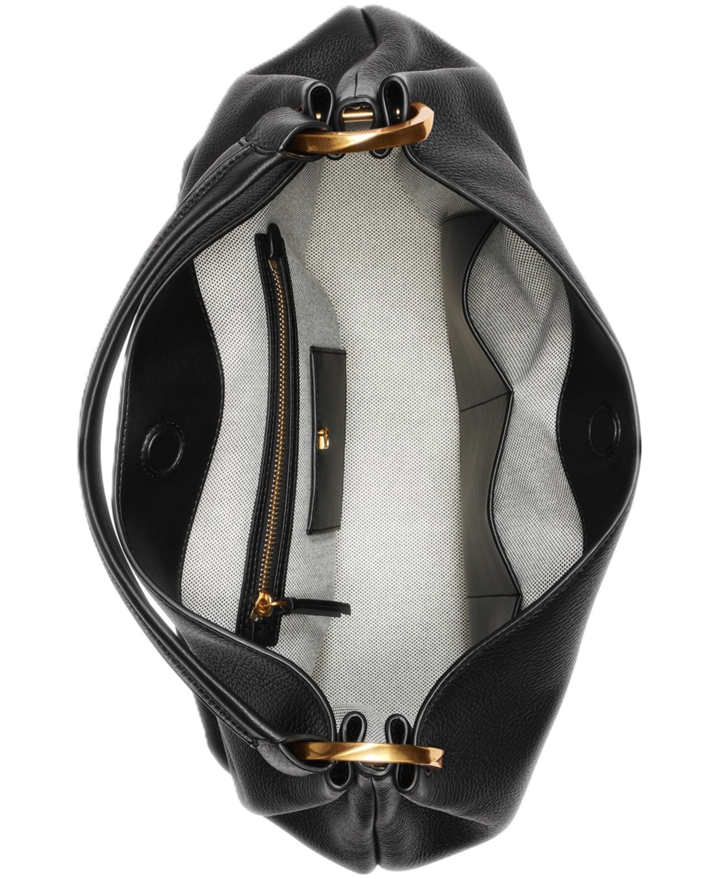 Женская сумка Donna Karan New York Glenwood Leather Tassel Detail Large Shoulder Handbag, цвет: Чёрный / Золотой — фото 4