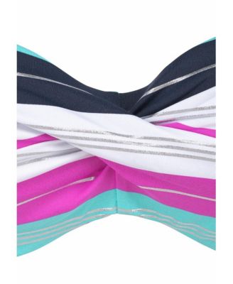 Women's Striped Bandeau Bikini Swimsuit Top Bra Sizing