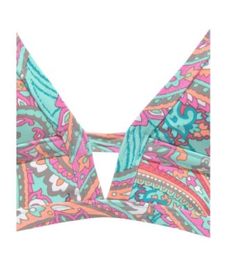 Women's Paisley Print Triangle Bikini Swimsuit Top Bra Sizing