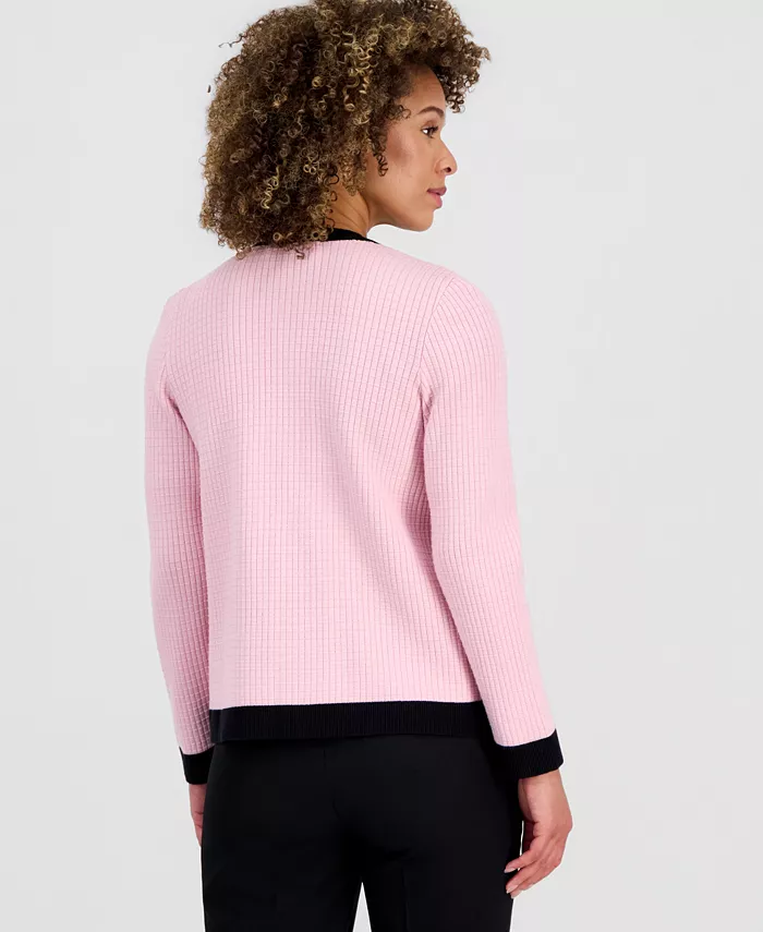 Women's Waffle-Knit Kissing-Front Jacket, Regular & Petite - thumbnail 8